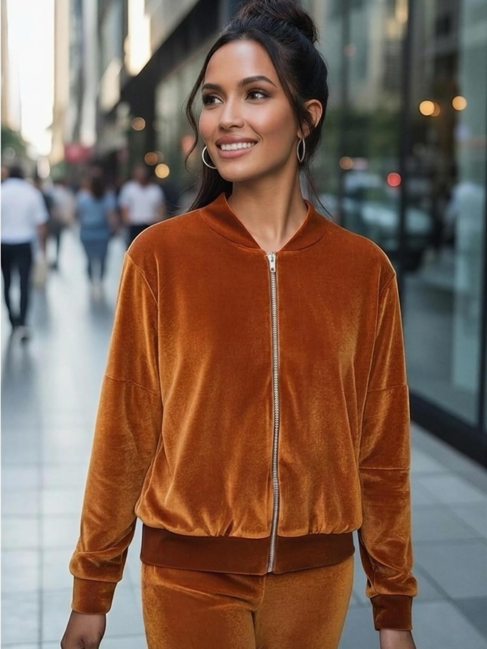 Boohoo Velour Long Sleeve Zip-Up Jacket Size 4
